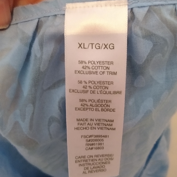 Women's Sheer Floral Burnout Blouse, Blue, Size XL - Picture 2 of 7